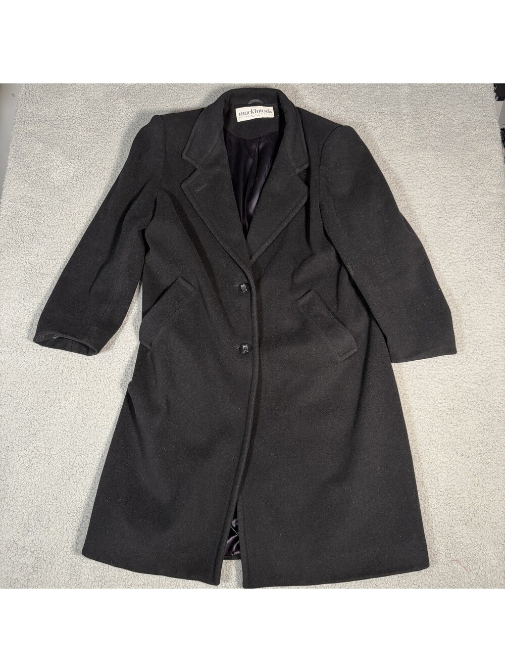 Mackintosh Vintage Coat Jacket Made in USA Black Wool